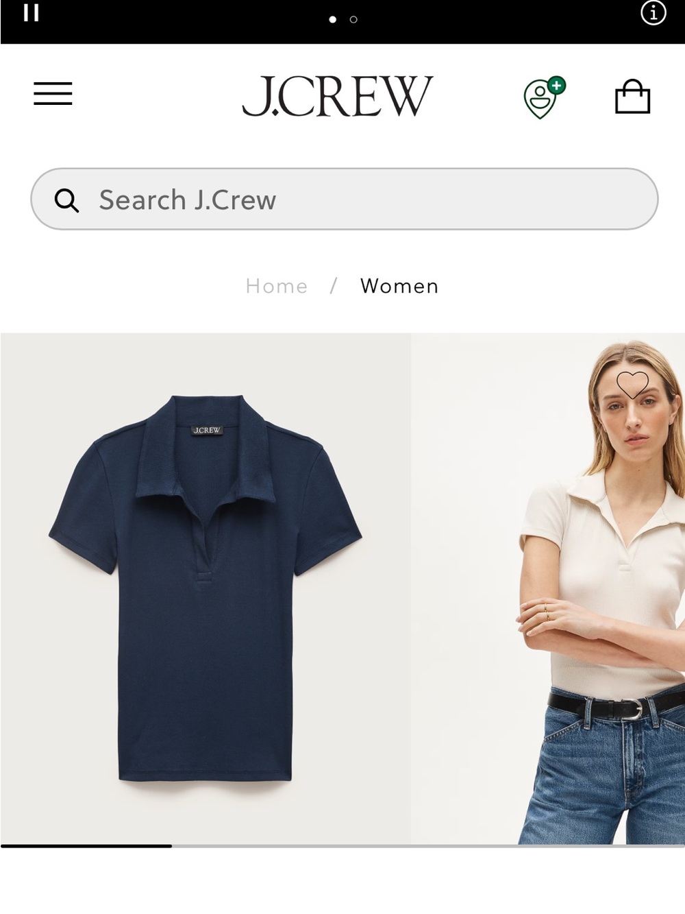 J. Crew Women's Navy Short-Sleeve ribbed polo